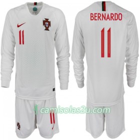 Camisolas de Futebol Portugal BERNARDO 11 Criança Equipamento Alternativa Copa do Mundo 2018 Manga Comprida